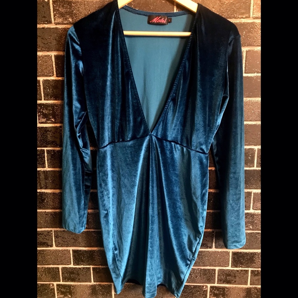 Velvet Plunge Neck Mini Dress